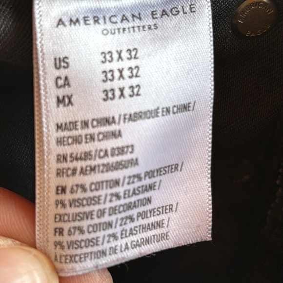 American Eagle Next Level Flex Men's Black Denim Stacked Skinny Jeans - Picture 10 of 10